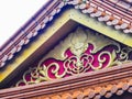 Po Lin monastery roof and facade ornaments. Chinese mythical creature