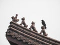 Po Lin monastery roof ornaments. Chinese roof charms or roof-figures, or walking beasts