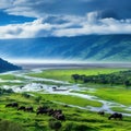 Ai Generated illustration Wildlife Concept of Ngorongoro Crater