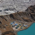 Ngozumpa Glacier. Gokyo, small village.