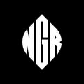 NGR circle letter logo design with circle and ellipse shape. NGR ellipse letters with typographic style. The three initials form a