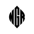 NGR circle letter logo design with circle and ellipse shape. NGR ellipse letters with typographic style. The three initials form a