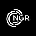 NGR letter logo design on black background.NGR creative initials letter logo concept.NGR vector letter design