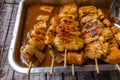 Grilled bananas with syrup , Thai food Royalty Free Stock Photo