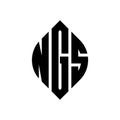 NGS circle letter logo design with circle and ellipse shape. NGS ellipse letters with typographic style. The three initials form a