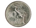 10 Ngwee coin, 1968~1989 - 3rd Circulation series - Kwacha serie, 1968. Bank of Zambia. Obverse, issued on 1968 Royalty Free Stock Photo