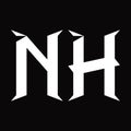 NH Logo monogram with slice shape design template Royalty Free Stock Photo