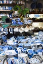 Nha Trang, Khanh Hoa - September 8, 2022: Many colorful plates and cups in vietnamese market Royalty Free Stock Photo