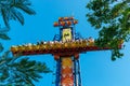 NHA TRANG, VIETNAM - APRIL 16, 2019: Screaming people at attraction in amusement park Vimpearl in Nha Trang Vietnam Royalty Free Stock Photo