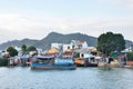 Nha Trang, Vietnam, January, 18, 2015. Boats near fishing village on the river Kai in Nha Trang in the evening