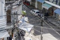 Nha Trang, Vietnam - January 7, 2019: Electricity wires and telephone cables on poles