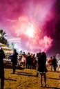 Nha Trang, Vietnam - 22 January 2023: Fireworks in Chinese New year (tet) in Vietnam in the beach