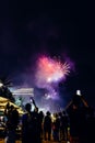 Nha Trang, Vietnam - 22 January 2023: Fireworks in Chinese New year (tet) in Vietnam in the beach