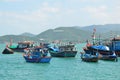 Nha Trang, Vietnam, January, 18, 2015. Nha Trang, boats against the background of Vinpearl island