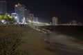 Nha Trang, city night promenade, long exposure sea shore