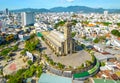 Aerial view Stone cathedral in Nha Trang city, Vietnam