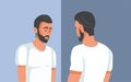 Young Man Feeling Insecure Looking in the Mirror Vector Illustration