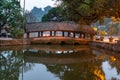 Nhat Tien bridge in Thay Pagoda, one of the oldest Buddhist pagodas in Vietnam, in Quoc Oai district, Hanoi