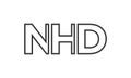 NHD logo design template with strong and modern bold text. Initial based vector logotype featuring simple and minimal typography. Royalty Free Stock Photo