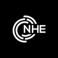 NHE letter logo design. NHE monogram initials letter logo concept. NHE letter design in black background Royalty Free Stock Photo