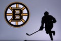 NHL Hockey Concept photo. silhouette of profesiional NHL hockey player Royalty Free Stock Photo