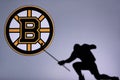 NHL Hockey Concept photo. silhouette of profesiional NHL hockey player Royalty Free Stock Photo