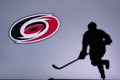 NHL Hockey Concept photo. silhouette of profesiional NHL hockey player