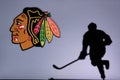 NHL Hockey Concept photo. silhouette of profesiional NHL hockey player