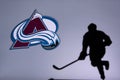 NHL Hockey Concept photo. silhouette of profesiional NHL hockey player Royalty Free Stock Photo