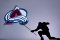 NHL Hockey Concept photo. silhouette of profesiional NHL hockey player