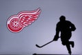 NHL Hockey Concept photo. silhouette of profesiional NHL hockey player