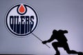 NHL Hockey Concept photo. silhouette of profesiional NHL hockey player