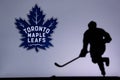 NHL Hockey Concept photo. silhouette of profesiional NHL hockey player Royalty Free Stock Photo