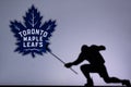 NHL Hockey Concept photo. silhouette of profesiional NHL hockey player Royalty Free Stock Photo