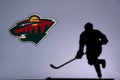 NHL Hockey Concept photo. silhouette of profesiional NHL hockey player