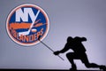 NHL Hockey Concept photo. silhouette of profesiional NHL hockey player