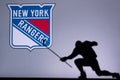 NHL Hockey Concept photo. silhouette of profesiional NHL hockey player