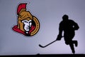 NHL Hockey Concept photo. silhouette of profesiional NHL hockey player Royalty Free Stock Photo