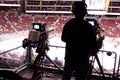 NHL Hockey Game - Broadcast Cameras Royalty Free Stock Photo