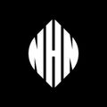 NHN circle letter logo design with circle and ellipse shape. NHN ellipse letters with typographic style. The three initials form a Royalty Free Stock Photo