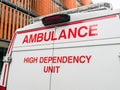 An NHS ambulance high dependency unit vehicle.