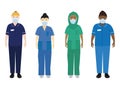 NHS hospital staff wearing face masks