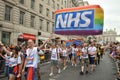 NHS professionals at the London at the Pride parade in London , England 2019 Royalty Free Stock Photo