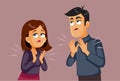 Sarcastic Couple Applauding Together Vector Cartoon