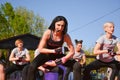 Empowering Women Through Piloxing: Dynamic Outdoor Training on a Sunny Spring Day Royalty Free Stock Photo