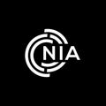 NIA letter logo design. NIA monogram initials letter logo concept. NIA letter design in black background