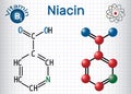 Niacin nicotinic acid molecule, is a vitamin B3 found in food,