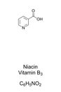 Niacin vitamin B3 vitamer chemical formula and structure