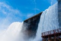 Niagara Falls from the American and Canadian sides. Rainbow over the waterfall. The most popular tourist place. Royalty Free Stock Photo