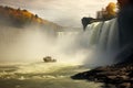 Niagara Falls in Autumn, Ontario, Canada. The Niagara Falls is one of the largest waterfalls in the world, Horseshoe Fall, Niagara